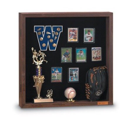 United Visual Products Wood Framed 4" Display Case, 24"x24", Waln, UVMCS2424-WALNUT-CLOUD UVMCS2424-WALNUT-CLOUD